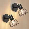 Dehobo E14 Wandleuchte Verstellbare Wandlampe Metall Schwarz Vintage - Wandspot