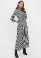 Y.A.S Hemdblusenkleid YASSAVANNA LONG SHIRT DRESS mit 3/4 Ärmel, black w. white stripes