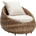 Dehner Sessel Tulum, Geflechtsessel wetterfest, Lounge Möbel Outdoor, 97 x 95 x 76 cm, Aluminium / Kunststoff / Polyester, braun / weiß - Weiß/Braun