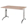 HAMMERBACHER FS12 höhenverstellbarer Schreibtisch nussbaum rechteckig, C-Fuß-Gestell silber 120,0 x 80,0 cm