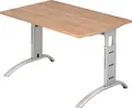 HAMMERBACHER Schreibtisch Schreibtisch 120x80cm höhenverstellbar bis 85cm Nussbaum