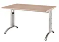 HAMMERBACHER VFS12/N/S höhenverstellbarer Schreibtisch 65 - 85 cm nussbaum / silber