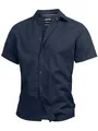 Indicode Herren INBravida Leinenhemd Kurzarm-Hemd mit Button-Down-Kragen | Herrenhemd Sommerhemd für Männer Navy - solid, XXL