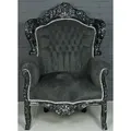 Casa Padrino Barock Sessel Schwarz 85 x 85 x H. 120 cm - Barockstil Wohnzimmer Sessel