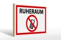 Femer GmbH Holzbild Hinweis 30x20cm Ruheraum Handy verboten, Hinweise und Warnungen (1 St), Glatte Holzfaserplatte (MDF), vorn beschichtet