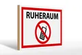 Holzschild Hinweis 30x20 cm Ruheraum Handy verboten Holz Deko Schild wooden sign