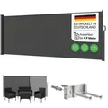 STEELSØN Seitenmarkise Zirella mit individuell einstellbarer Länge (anthrazit, 200x485 cm) Windschutz mit Griff, Sichtschutz ausziehbar, für Garten/Terrasse grau 485 cm x 200 cm