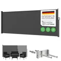 STEELSØN Zirella Seitenmarkise 200x485cm – Windschutz ausziehbar in Anthrazit – Markise wetterfest – Sichtschutz – Seitenrollo mit Wandhalterung – Sonnenschutz Blickdicht – Wandmarkise aus Aluminium