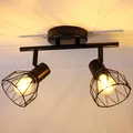 Led Deckenstrahler Schwenkbar 350°, Deckenleuchte E14 2 Flammig Schwarz, Spotleu