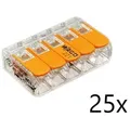 25 x Wago 221-415 Verbindungsklemme mit Hebel transparent für alle Leiterarten 5-Leiter bis 4qmm