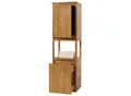 Teak-Hochschrank MCW-M71, Badschrank Badregal Badezimmer, hochwertiges B-Grade-Teak (Kernholz, 20-30 Jahre), 141x41x36cm