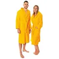 Lavea Bademantel Damen und Herren, Morgenmantel Mexico, Hotelbademantel, Lang, 100% Baumwolle, mit Kapuze, hochwertiger Bindegürtel, Weich & Saugstark - Spa Feeling für Zuhause gelb S