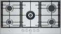 Bosch PCR9A5I90 Serie 6 Gaskochfeld, FlameSelect, Abnehmbare Magnetgriffe, WOK, Gussroste, Stahl, 90 cm