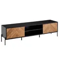 Wohnling Lowboard WL6.580 TV Schrank 163x45x40 cm Holz Fernsehkommode Fernsehschrank (Holz Schwarz / Eiche-Dekor 163x45x40 cm zwei Türen), TV-Kommode Hoch, TV-Schrank Modern, Fernsehtisch