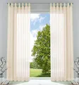 Gardinenbox 2er-Pack Gardinen Transparent Vorhang Set Wohnzimmer Voile Schlaufenschal mit Bleibandabschluß HxB 225x140 cm Creme, 61000CN