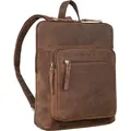 ROYALZ "Carolina" Moderner Leder-Rucksack Damen Elegant Mittel-groß Cityrucksack im Vintage Look - flacher Echtleder Tagesrucksack Daypack Rucksac...