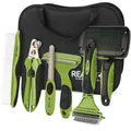 ReaVET Professionelles Hundebürste Fellpflege-Set für Hunde & Katzen I Pflegeset 6-teilig I Hundebürste, Entfilzungsbürste, Unterwollbürste, Flohkamm, Krallenschere & Pflegetasche