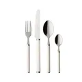 Villeroy & Boch - Play! White Pearl Tafelbesteck 24-teilig Weiß, Spülmaschinenfest, Besteck Set für 6 Personen, Besteckset, Besteck mit buntem Kunststoffgriff, Edelstahl, Kunststoff