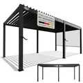 Juskys Lamellendach Tahiti 3x5,9 m - Stahl Pergola - Terrassenüberdachung stabil & wetterfest - Überdachung für Garten & Terrasse - Bausatz Anthrazit
