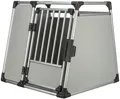 TRIXIE Hunde-Transportbox Aluminium in silber – XL: 94 × 87 × 88 cm, stabile und geräuscharme Hundebox mit abgeschrägten Seiten, Sicherheitsverschluss & rutschfester Liegematte – 39346