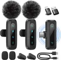 Kabelloses Lavalier-Mikrofon für iPhone, iPad, Android-Handy, 2er-Pack Mini-M...