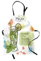 ABAKUHAUS Alkohol Kochschürze, Mojito-Cocktail-Rezept, Unisex-Küchenlätzchen mit verstellbarem Hals für Kochen Gartenarbeit, 67 cm x 80 cm, Grüngelbblau