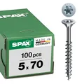 SPAX 191010500703 Schrauben mit T-Star Plus Senkkopf, Teilgewinde, 5 x 70, galv, 100 Stück, blank verzinkt, 5,0 x 70 mm