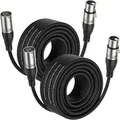 EBXYA DMX-XLR-Kabel 2er-Pack – 15.3m/50ft symmetrisches 3-poliges Mikrofon-Patchkabel mit XLR-Stecker auf Buchse (Professionelles Audiokabel)