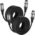 DMX XLR-Kabel 2er-Pack 15m symmetrisch 3-polig Mikrofon Verstärker Studio