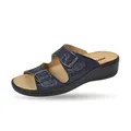 Weeger Orthopädische-Pantolette mit auswechselbarem Fußbett blau metallic Gr. 37