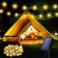 Solar Lichterkette aussen Wetterfest, 30 LED 8,1M 26,6Ft 8 Modi IP65 Solarlichterkette Aussen Wetterfest Solar Lampions für Balkon Deko Terassen Garten Bäume Weihnachten Hochzeiten Partys (warmweiß)