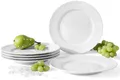 KONSIMO® Teller-Set CMIELOW ROCOCO Geschirrset, Hochwertiges Premium-Porzellan (6-tlg), 6 Personen, Porzellan, 6x Speiseteller, handgefertigt