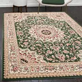 Mazovia Orientalisch Vintage Teppich - Kurzflor - Muster mit Medaillon - Traditioneller Teppich für Wohnzimmer, Esszimmer - ÖKO-TEX Wohnzimmerteppich - Grün 200 x 300 cm