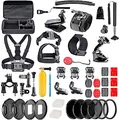 Navitech 60-in1 Action Kamera Zubehör Set Mit Eva Fall - Kompatibel mit dem COOAU Action Cam HD 4K 20MP WiFi