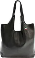 FLORENCE Shopper Florence Damen Shopper Leder Tasche (Shopper), Damen Shopper Echtes Leder, schwarz ca. 38cm hoch