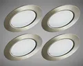 TRANGO LED Unterbauleuchte, 4er Set G4E-042 LED-Möbelleuchte I 12 Volt AC/DC I Einbauleuchte I Möbeleinbauleuchte in Nickel matt I als Ersatz für herkömmliche Strahler mit MR16, G4, GU5.3 Fassung, Küche I Wohnzimmer I Schrank I Schlafzimmer