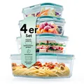 Frischhaltedosen 4er Set Glas Klick-It Gefrierdosen Lunchbox Brotdose Mikrowelle