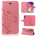 Hülle Kompatibel mit Samsung Galaxy A20e SM-A202 | Premium PU Leder Handyhülle Wallet Case | Schutzhülle Blumen Klapphülle Handyhülle | Rosa