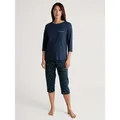 CALIDA Pyjama Sweet Dreams (2 tlg) 3/4-Länge, Rundhals, weich, Interlock-Qualität, Pure Cotton blau L (48/50)