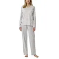 Schiesser Women Straight Leg Long Pyjama Weiß/Grau Baumwolle 36 Damen