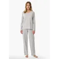 Schiesser Schlafanzug Casual Essentials (2 tlg) Baumwolle, V-Ausschnitt, langärmelig grau|silberfarben S (36)