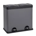 SVITA T2X24 Mülleimer 48 Liter Grau 2 x 24L Treteimer Abfalleimer Mülltrennung mit Schubfächern