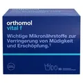 Orthomol Vital f für Frauen - bei Müdigkeit - mit B-Vitaminen, Omega-3-Fettsäuren und Magnesium - Orangen-Geschmack - Granulat/Tabletten/Kapseln...
