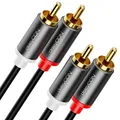 deleyCON 1m Cinch Kabel RCA HiFi Audio Kabel Audiokabel Vergoldete Metallstecker für Heimkino Stereoanlage Verstärker HiFi-Receiver Blu-Ray Player (Extra Dünn & Flexibel)