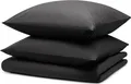 Blumtal Bettwäsche 240x220cm + 2x Kissenbezug 40x80cm - Mikrofaser Bed Sheets 240x220cm - 3-er Set Bettwäsche Dunkelgrau