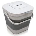 YourCasa® Faltbarer Biomülleimer 4L - kompakter Bio Mülleimer mit geruchsdichtem Aktivkohlefilter-Deckel - spülmaschinenfest & platzsparend - ideal für Küche, Camping & Wohnmobil (Grau)