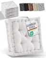 Beautissu Bodenkissen Sitzkissen 50x50 cm - Dickes Matratzenkissen 10cm - 100% Baumwolle Stuhlkissen Indoor & Outdoor Sitzkissen Boden Tragegriff extra Dicke Sitzauflagen Natur - Mila