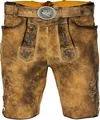 MADDOX Kurze Herren Lederhose "Mandlach" mit Gürtel | Camel Braun Größe: 54