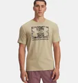 Under Armour Herren ABC Camouflage Boxed Logo Kurzarmshirt, leichtes, schnelltrocknendes Sportshirt mit geripptem Kragen, weiches Fitness Shirt aus Baumwollmix,Field Khaki / / Timberwolf Taupe,LG