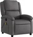 vidaXL Massagesessel Relaxsessel Echtleder Grau